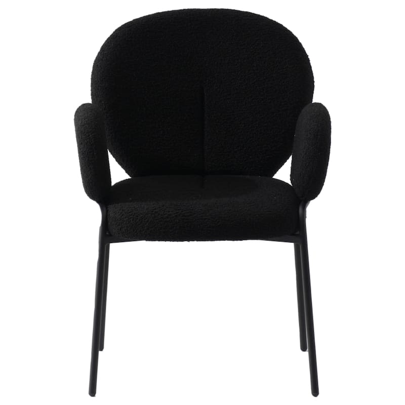 Celestial Boucle Upholstered Iron Dining Chairs by LeisureMod