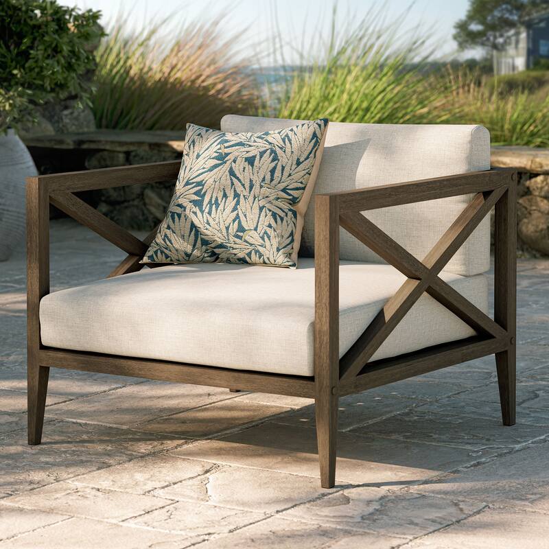 Northlake Outdoor Patio Teak Armchair - Pebble