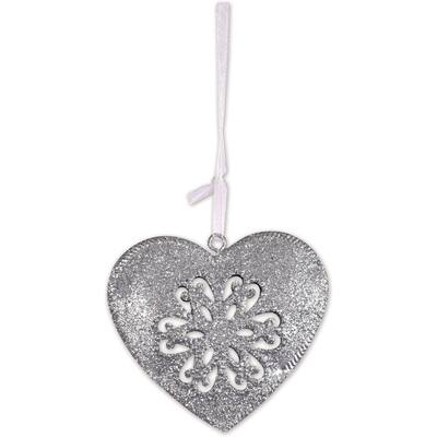 Silver Heart Ornament -Set of 4