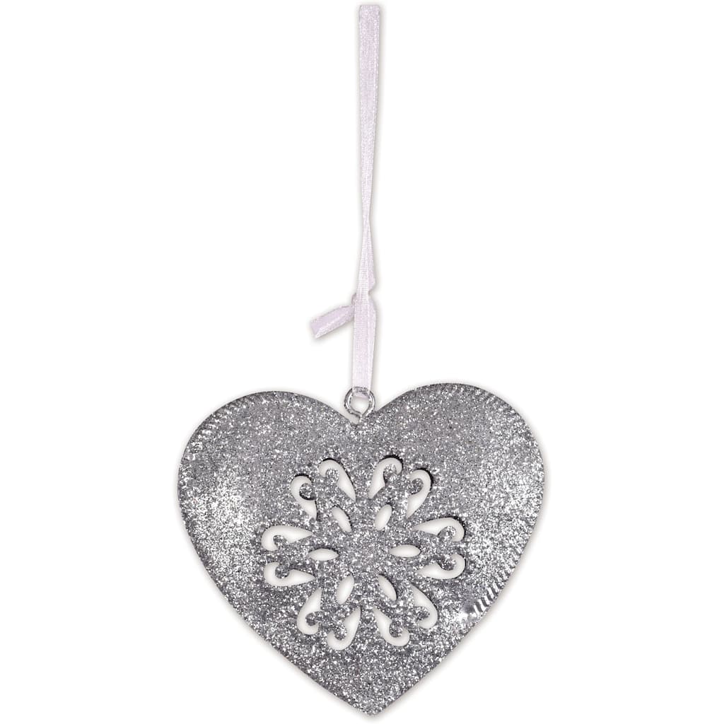Silver Heart Ornament -Set of 4