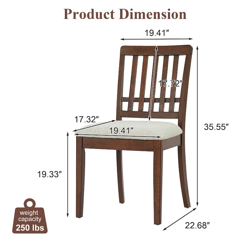 2-Piece Modern Scandinavian Dining Chairs, Curved Wood Backrest with Gray Fabric Seat, Finish for Dining Room and Apartment