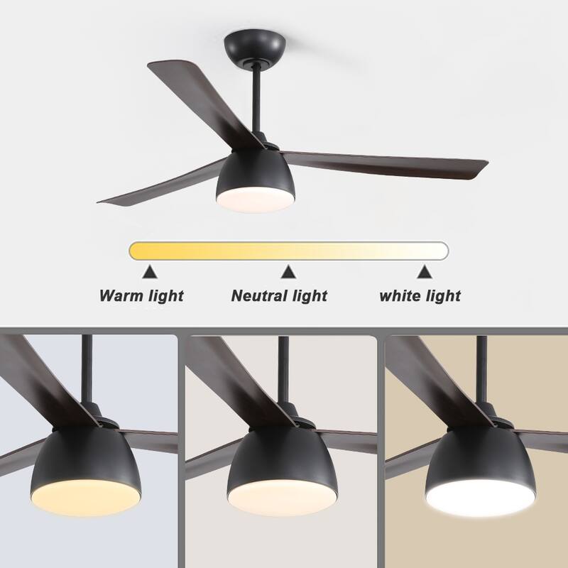 52'' Indoor Ceiling Fan With Dimmable LED Light, 3 Blades and 6 Speed