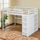 preview thumbnail 2 of 15, Wood Full Size Loft Bed with Built-in Wardrobe and Storage Shelves