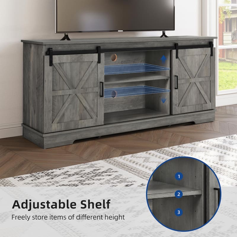 Evelynn TV Stand Sliding Barn Door Farmhouse Wood Entertainment Center for TVs Up to 65" White