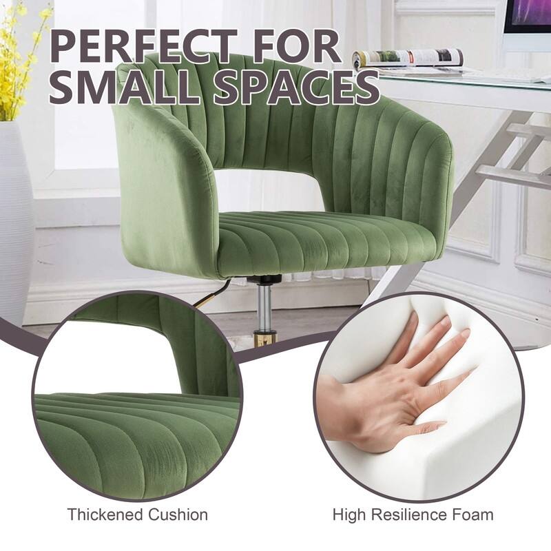 HOMEFUN Velvet Upholstered Swivel Adjustable Height Home Office Chair With Wheels