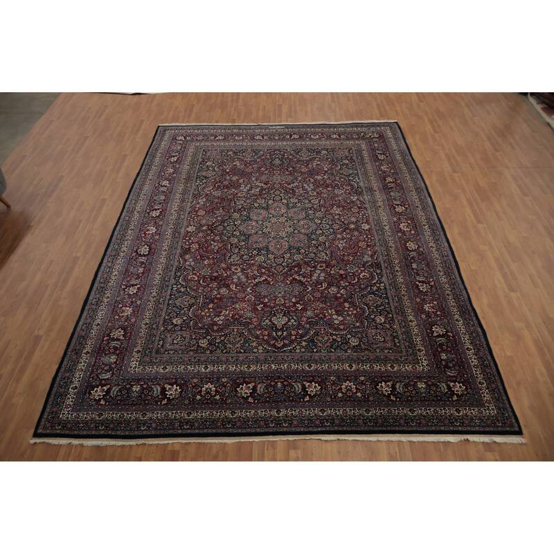 Hand Knotted Oriental 100% Wool Carpet Traditional Floral Red Mashad Area Rug - 15' 6'' X 11' 6''