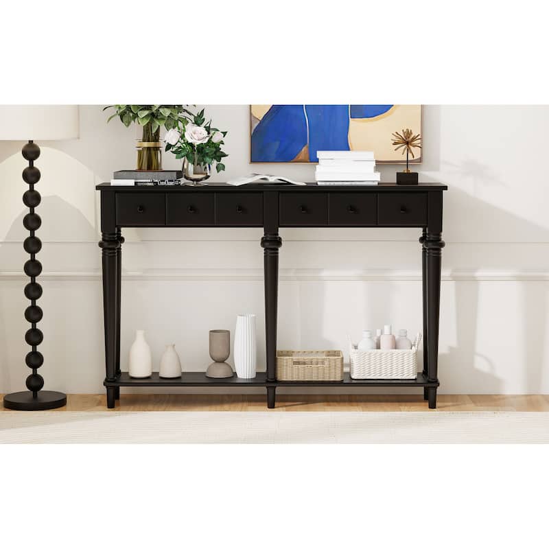 Retro Console Table with Open Shelf
