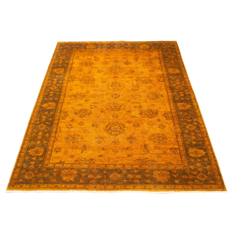 ECARPETGALLERY Hand-knotted Vibrance Burnt Orange Wool Rug - 5'11 x 8'10