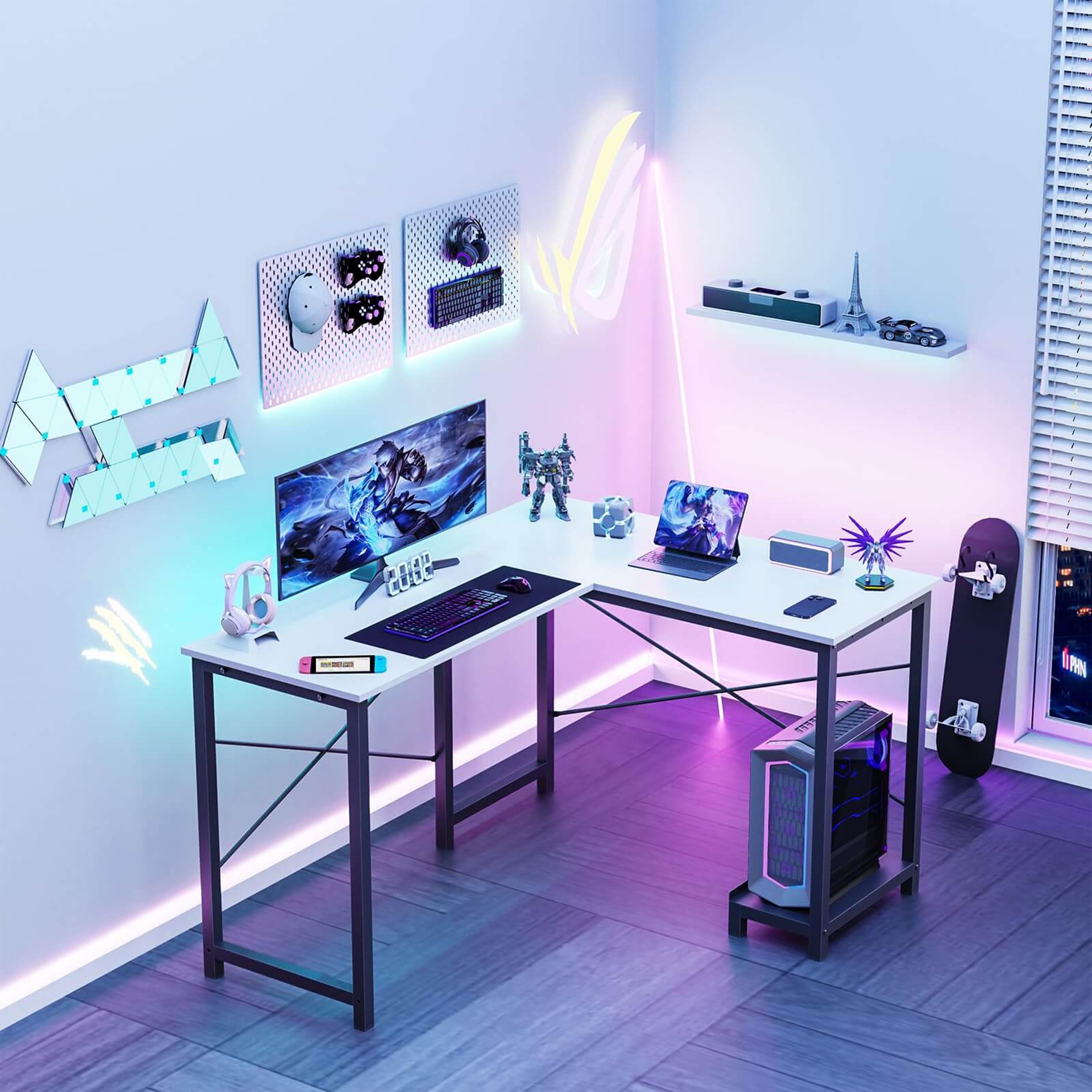 Gaming Desk with an L Shaped Design White