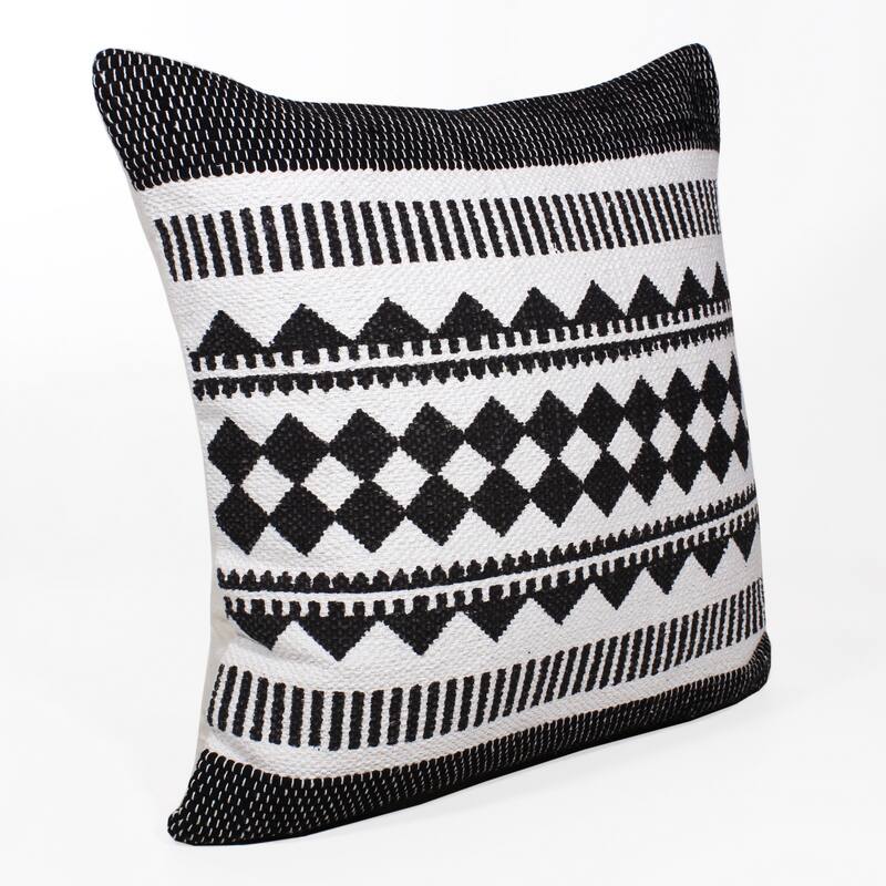 Sevita Bordered Modern Mosaic Geometric Stripe Throw Pillow