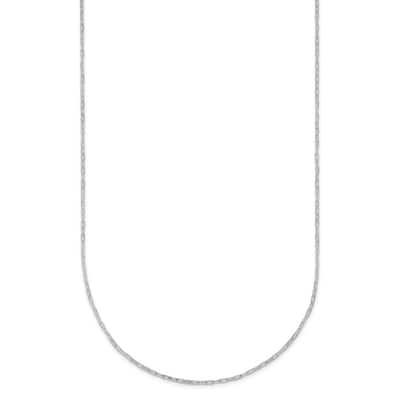 Curata Italian 14k White Gold 0.9mm Diamond Cut Flat Chain For Women (Lobster)