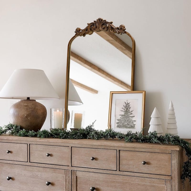 Traditional Baroque Ornate Wall Mirror - 19X31 - Antique Brown