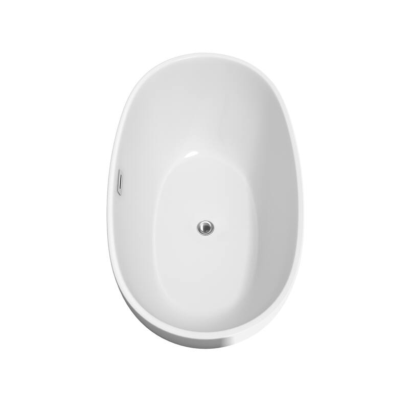 Wyndham Collection Juno 59-inch White Freestanding Soaking Bathtub