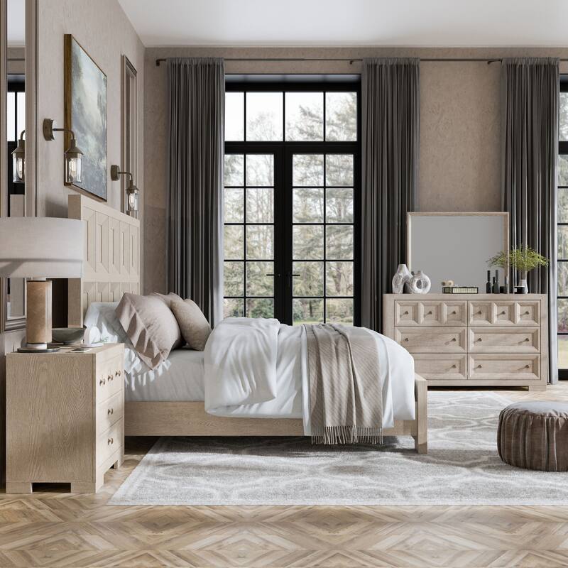 Furniture of America Durem Modern Classic 4-Piece Wood Panel Bedroom Set - Tawny - Queen