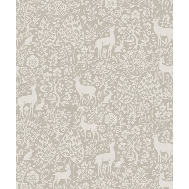 Deer Woods Non-pasted Wallpaper – 396in. x 21in. – Covers 56 square feet - Taupe
