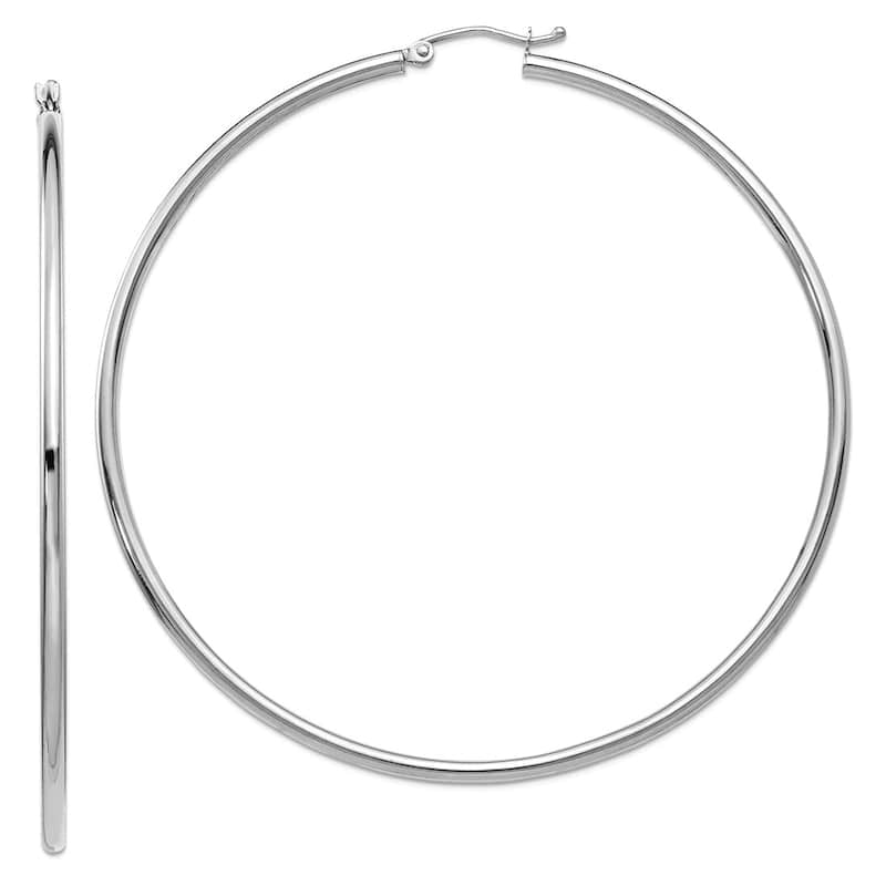 Curata 14k White Gold Polished 2.5mm Solid Classic Hoop Earrings - 20mm-65mm