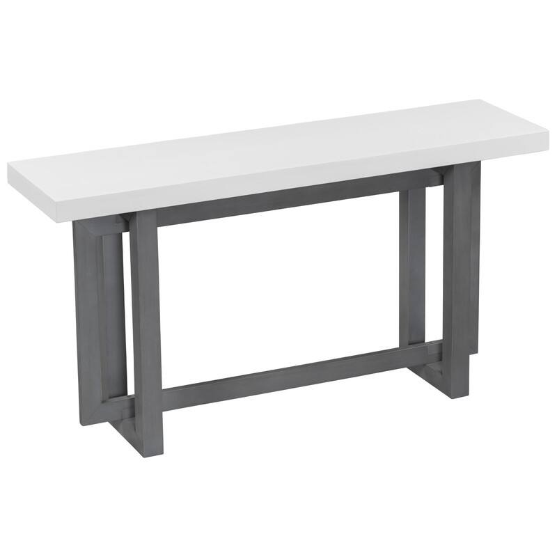 Modern Entryway Console Table with Industrial-inspired Concrete Wood Top, Hallway Foyer Sofa Long Table Entryway Table