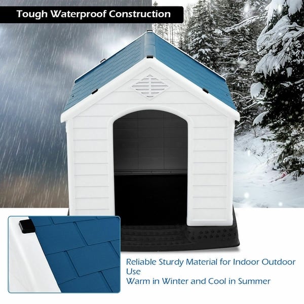 Shop Gymax Plastic Dog House Medium Sized Pet Puppy Shelter Waterproof Overstock 24105651