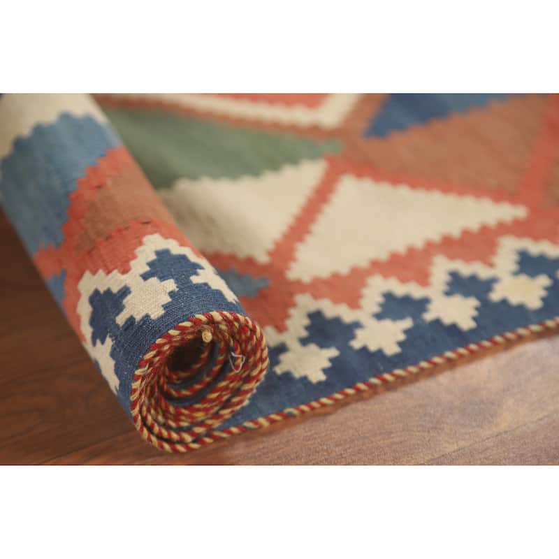Vegetable Dye Kilim Qashqai Persian Area Rug Hand-Woven Wool Carpet - 4'11" x 8'1"