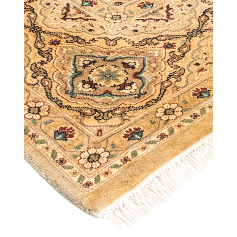 Overton Hand Knotted Wool Vintage Inspired Traditional Mogul Yellow Area Rug - 9 x 12