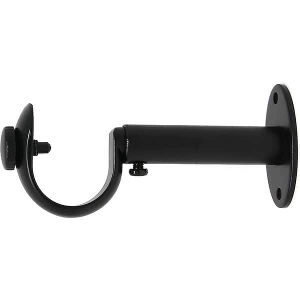 slide 2 of 14, Adjustable Solid Zinc Curtain Rod Bracket Wall Holder, Fits 1-inch Diameter Rod Black