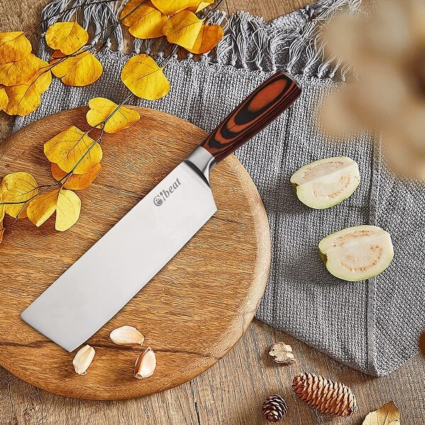 Japanese Chef Knife, 7 Inch Meat Vegetable Cleaver Knife - Bed