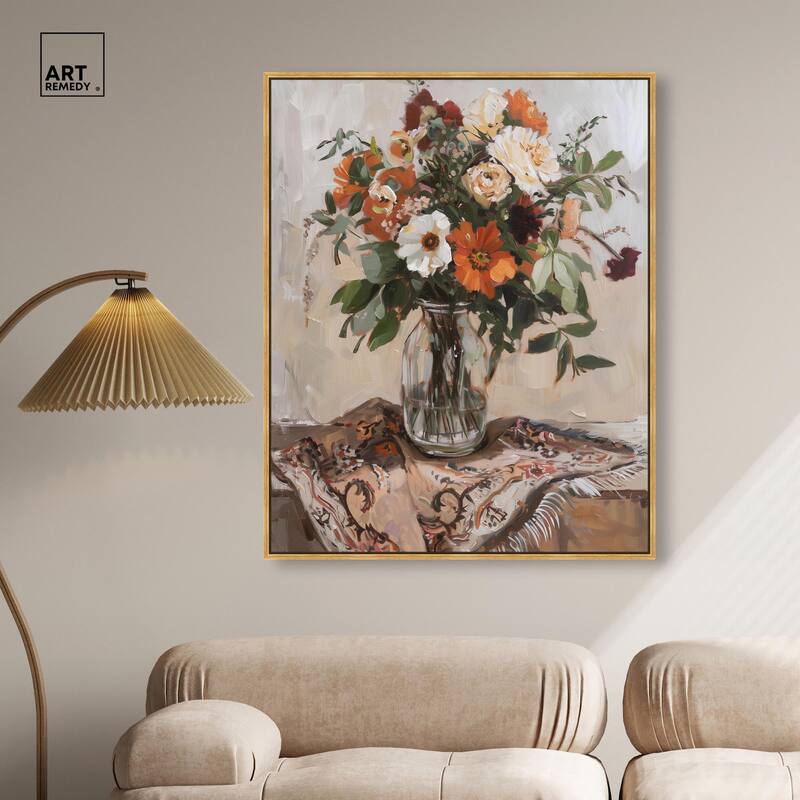 Delicate Glass Vase and Flowers Canvas by Art Remedy