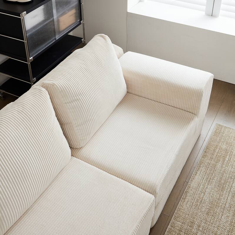 Modular Sectional 3-Seater Cloud Sofa,Corduroy Convertible Sofa Bed
