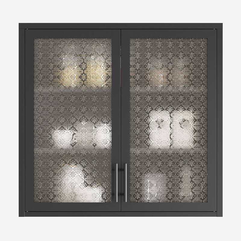 Classic Metal Storage Cabinet Display Cabinet with 4 Glass Doors 4 Shelves Cabinet Bookcase Side Cabinet