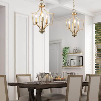 Modern 3-Light Lantern Gold Chandelier Island Pendant Lights - W11"xH16"