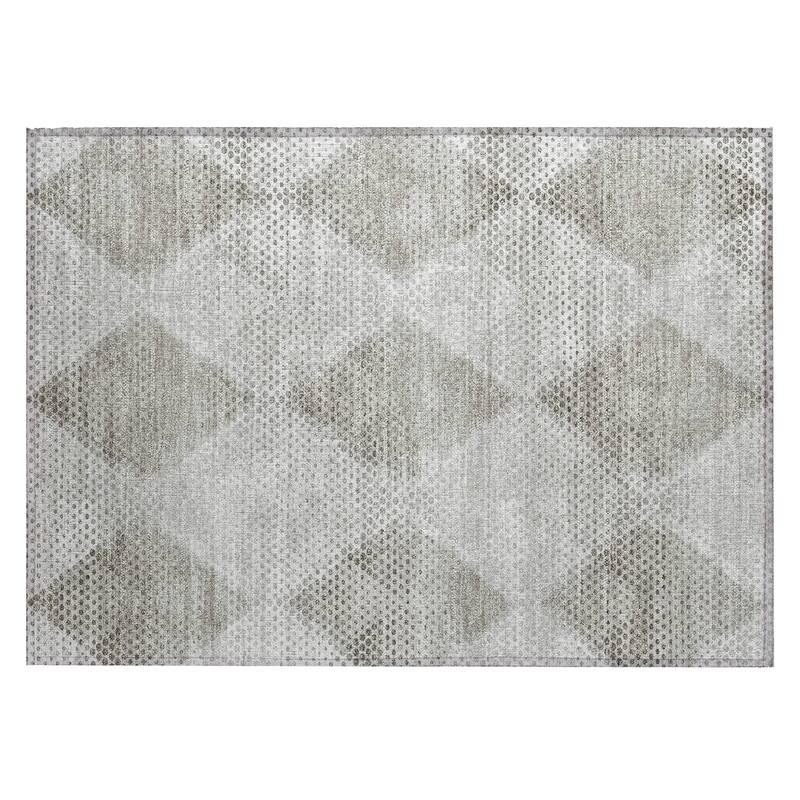 Machine Washable Indoor/ Outdoor Modern Diamonds Chantille Rug