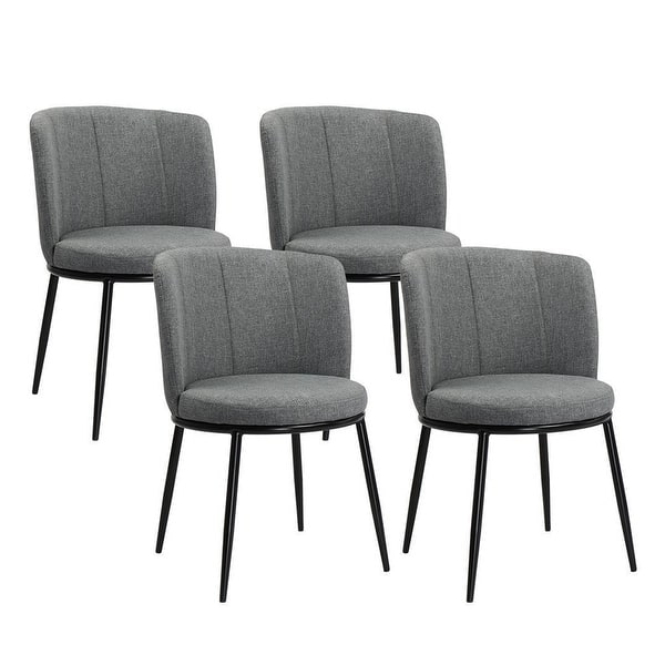 Set of 4 Dining Chairs Mid Century Kitchen Chairs Upholstered Grey 20