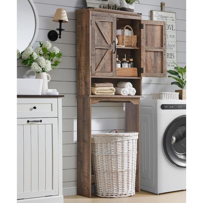 Farmhouse Over The Toilet Storage Cabinet, 67" Tall Bathroom Cabinet