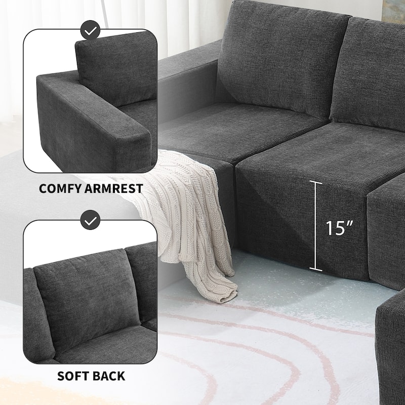 110"x72" Modular U-Shaped Sectional Sofa for Living Room & Bedroom