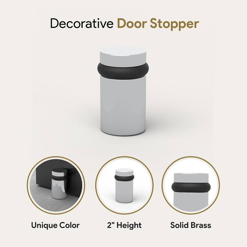 Mega Handles Round Floor Mounted Door Stopper – Solid Brass Decorative Door Wall Protector with Mounting Kit Included