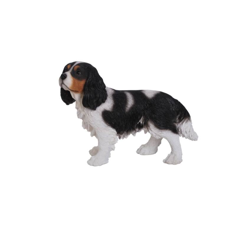 Standing King Charles Spaniel Outdoor Garden Statue - 16.5"