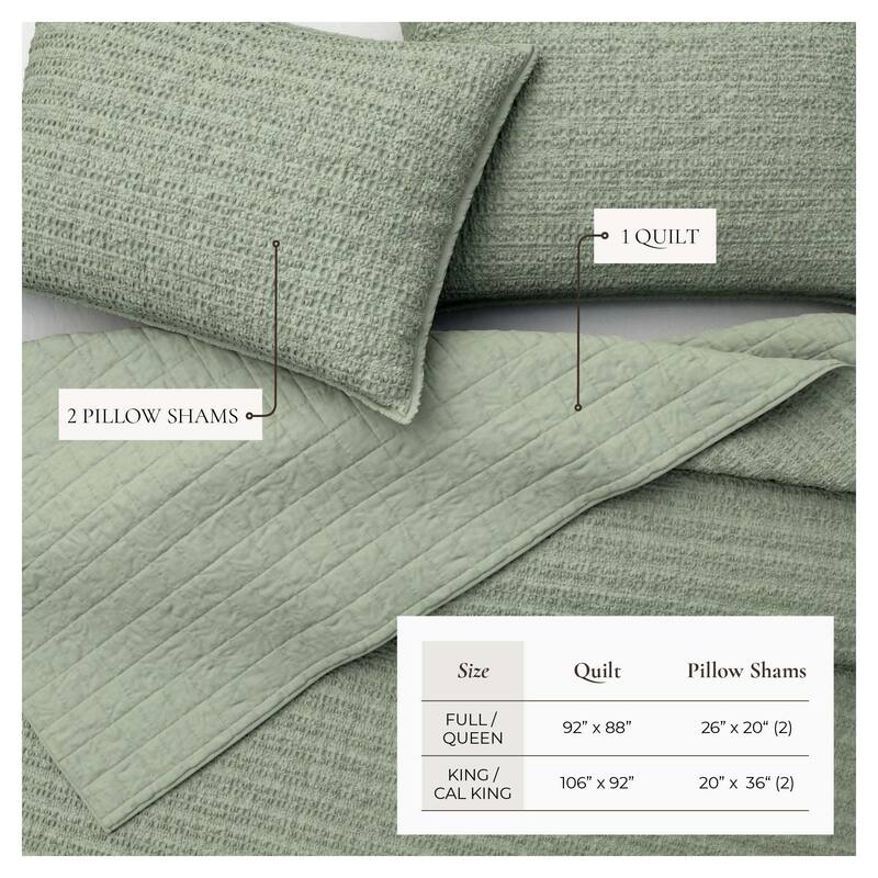 Linery & Co. Cotton Honeycomb Waffle Garment Washed Quilt Set