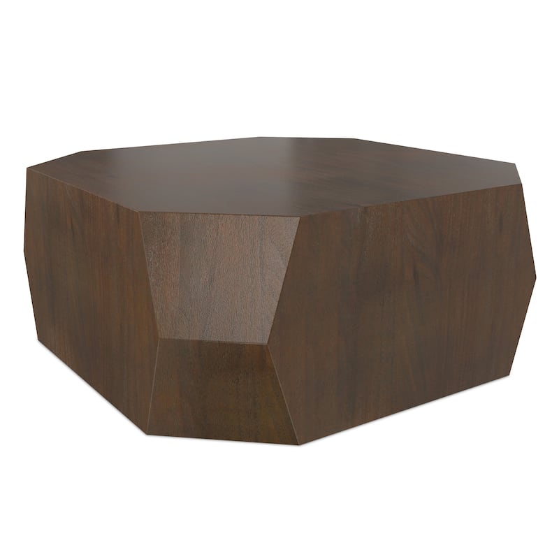 Wyndenhall Stamford 39" Wide Acacia Wood Contemporary Coffee Table in Walnut & Assembled