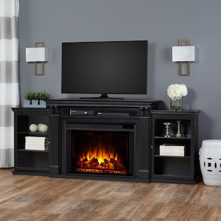 Tracey 84" Electric TV Stand Grand Fireplace in Black by Real Flame