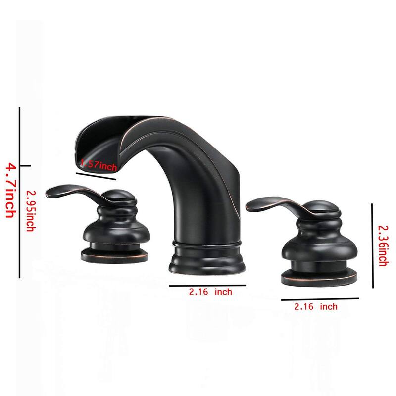 Waterfall Widespread Bathroom Sink Faucet With Drain Assembly 8 Inch Basin Vanity Faucets 3 Hole Modern Double Handle Black Taps
