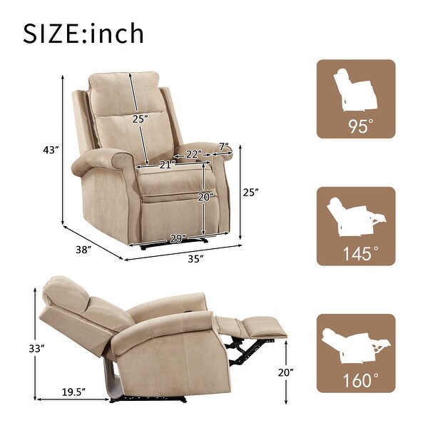 Contemporary Single Recliner Chair, Leisure Accent Sofa Chair, 90