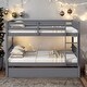 preview thumbnail 2 of 10, Dark Grey Full over Full Bunk Beds with Twin Size Trundle, Convertible to 2 Beds for Bedroom