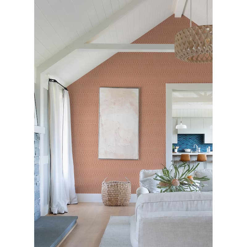 A-Street Prints Lars Coral Retro Wave Wallpaper