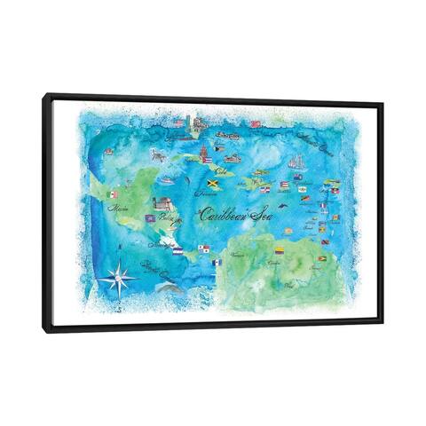 iCanvas "Caribbean Cruise Travel Poster" by Markus & Martina Bleichner Framed