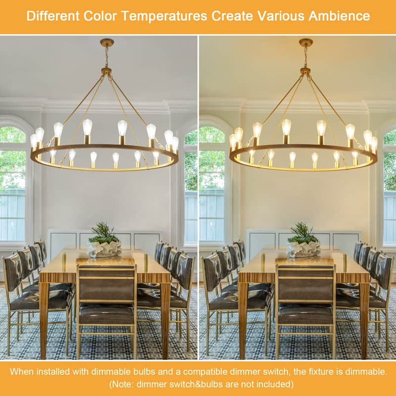 16-Light Farmhouse Chandelier , 47.24 In Wagon Wheel Chandelier for Dining Room Living Room Bedroom Kitchen