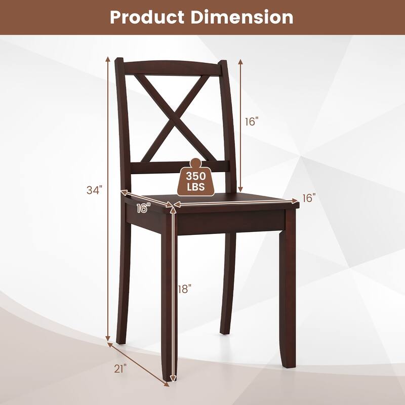Gymax Dining Chair Set of 4 Kitchen Side Chairs w/ Rubber Wood Legs &