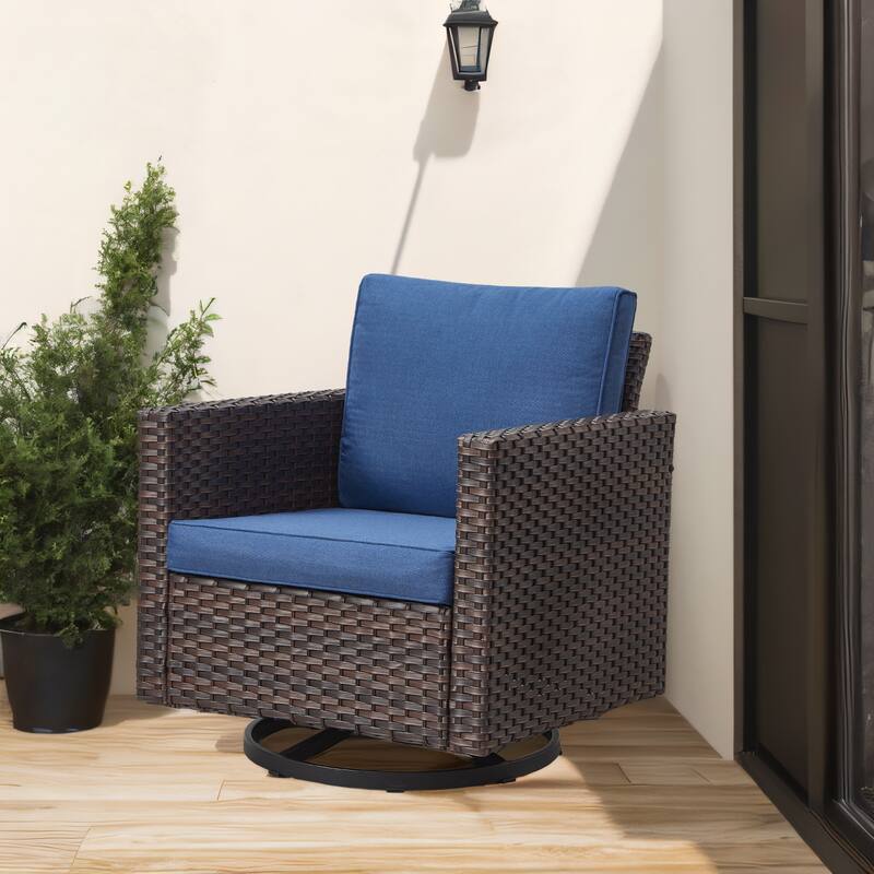 Gymojoy Wicker Swivel Glider Chair with 4 inch Olefin Cushions