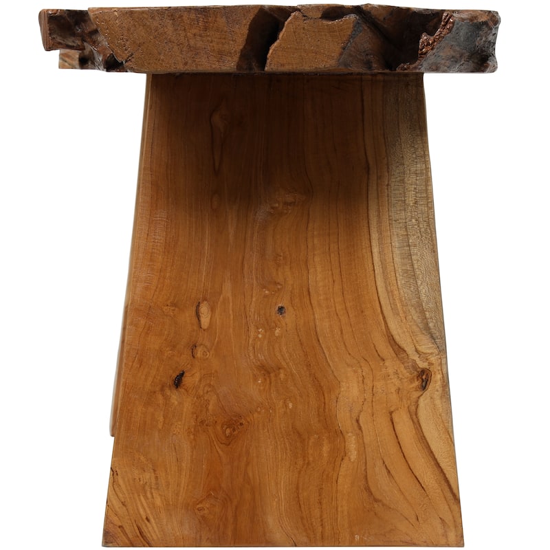 Brown Teak Wood Handmade Live Edge Top Living Room Coffee Table