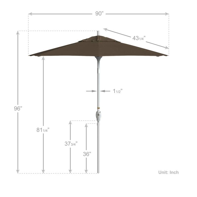 California Umbrella 7.5' Round Crank Lift Push Button Tilt White Aluminum Patio Umbrella Sunbrella