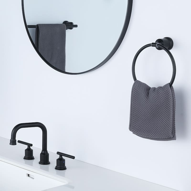 WOWOW Bathroom Towel Ring Bathroom Accessories Black Hand Towel Ring Hand Towel Holder for Bathroom, Stainless Steel